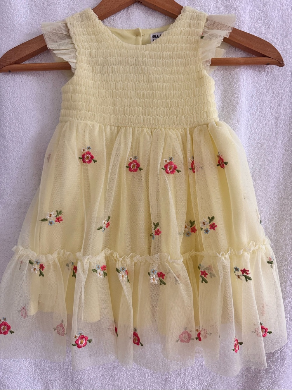 Blueberi Boulevard Yellow Floral Tulle Dress for Girls